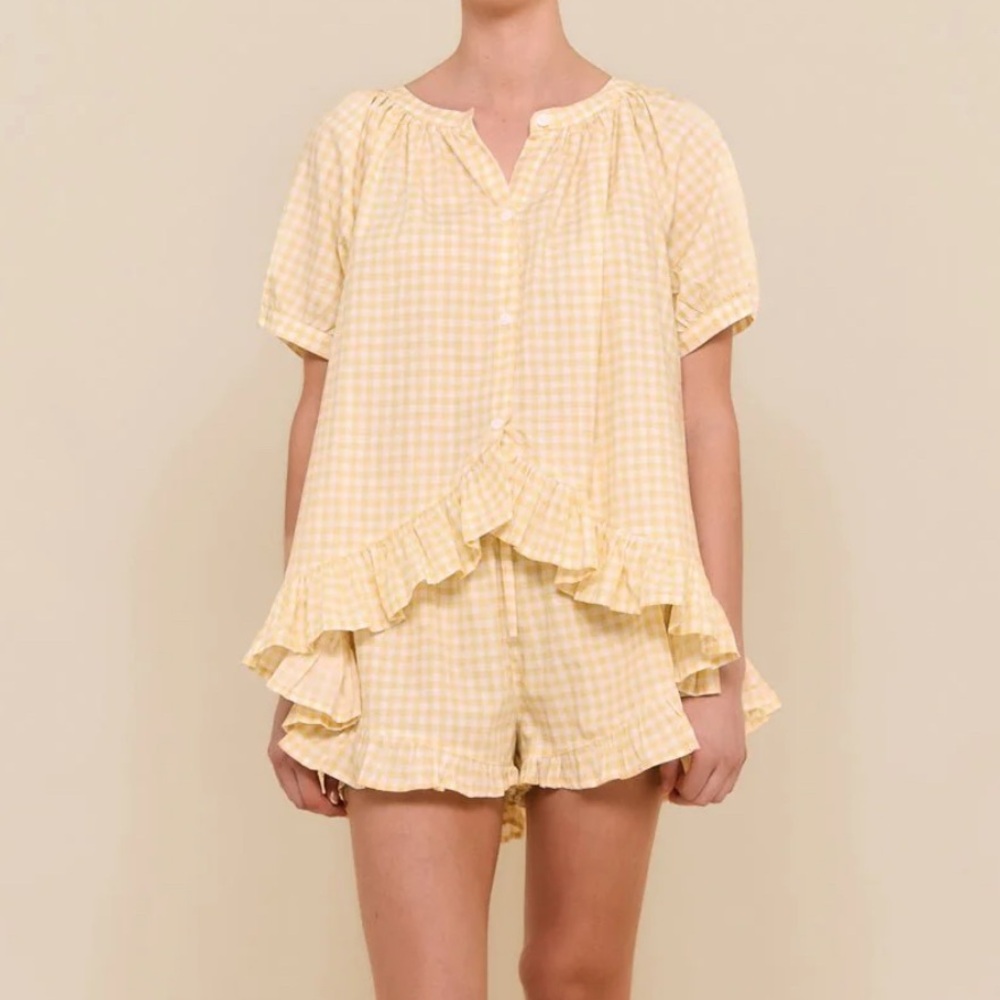 Sophie Sleep Set - Cotton - Gingham Yellow